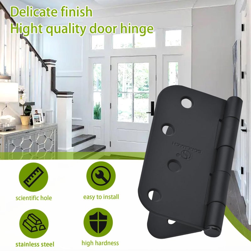 SORGMACH Door Hinge 4 Inch Interior Door Hinges Matte Black 4 Inch Interior Hinges Flat Iron Hinge 4""x 4"" Door Hardware 5/8"" Radius - 12 Pieces - Image 5
